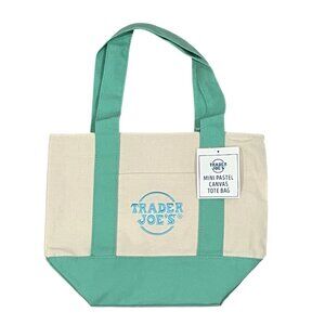 💚NWT: Trader Joe’s Mini Pastel Canvas Tote Bag – GREEN✨